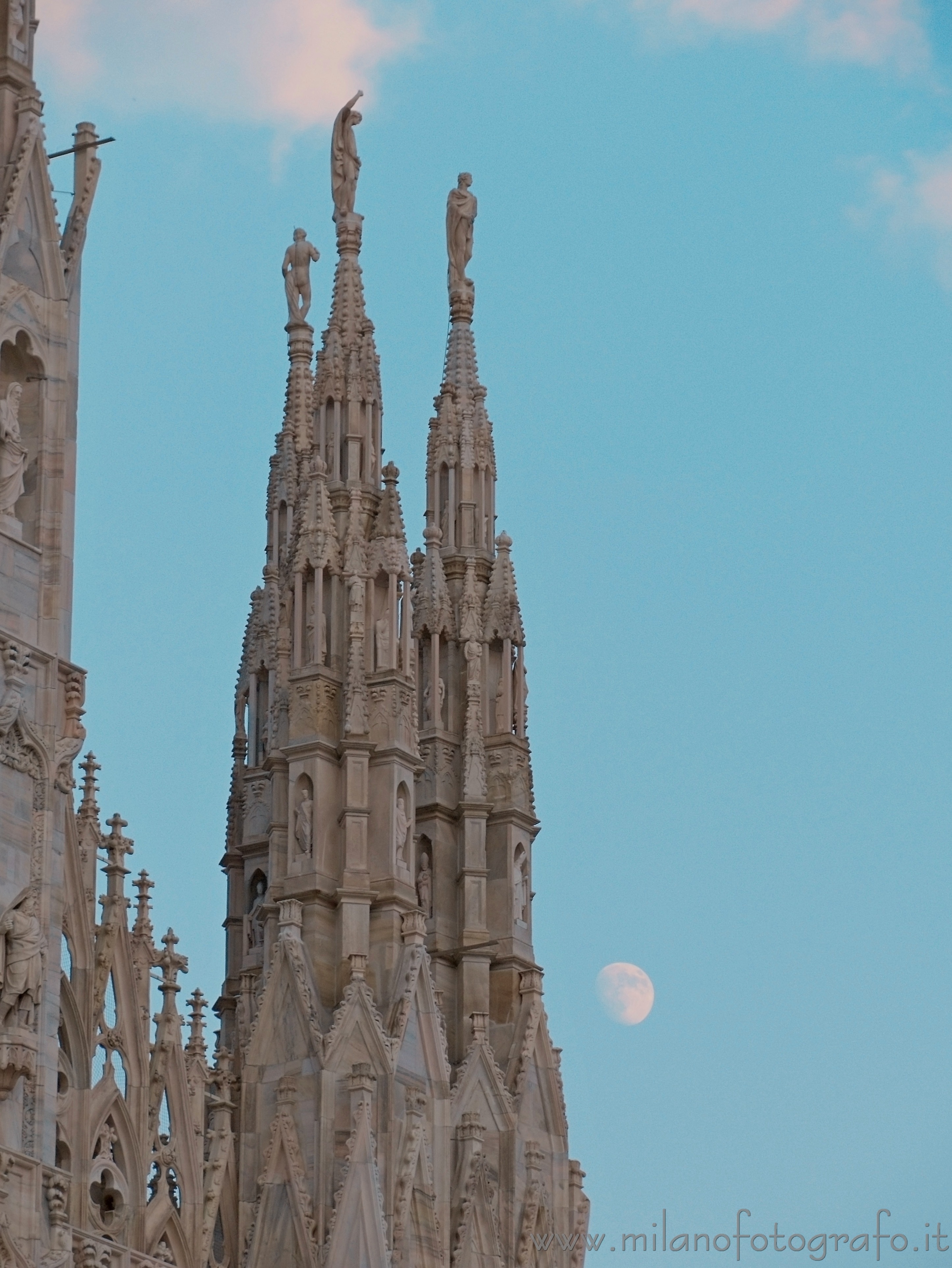 Milan (Italy) - Duomo pinnacles with moon